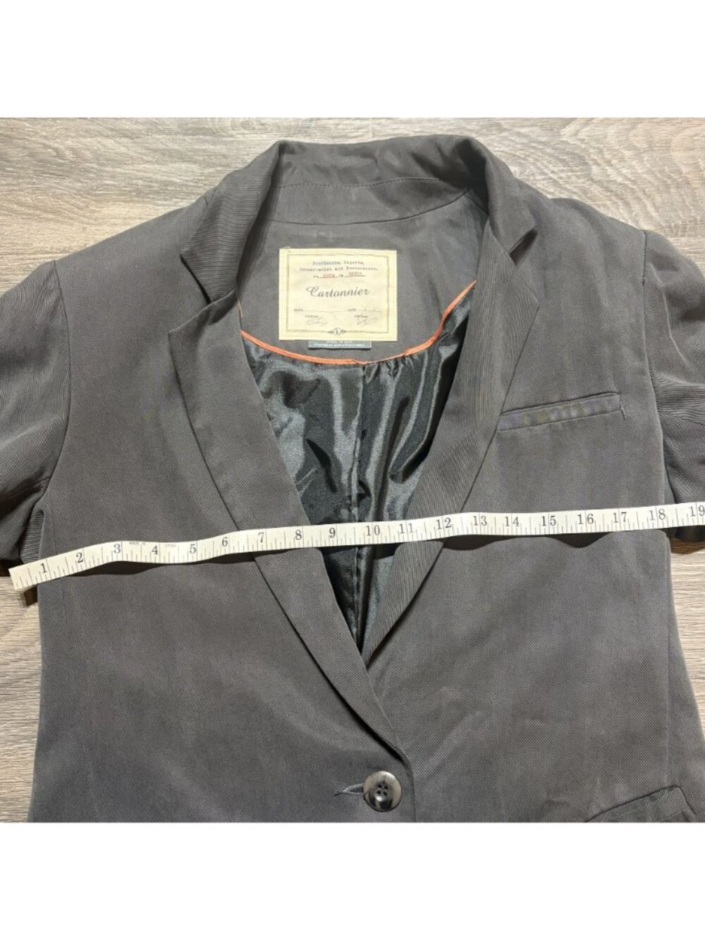 Anthropologie Cartonnier One Button Blazer Size 6 Gray Pockets Preppy Minimalist - Picture 5 of 15